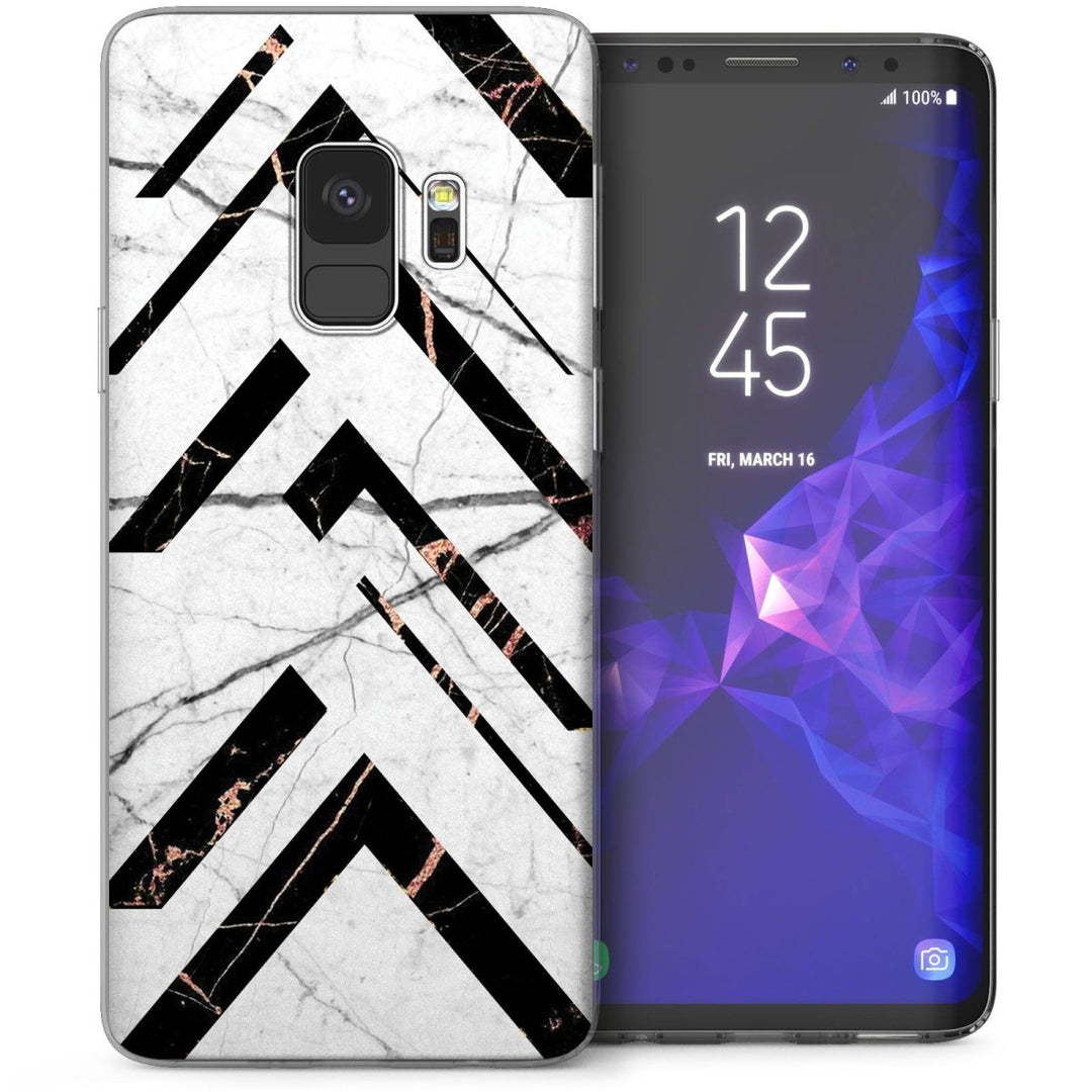 Samsung Galaxy S9 Marble Geometric Abstract Stripe TPU Gel Case - White - Mobile Madhouse