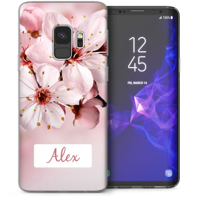 Samsung Galaxy S9 Floral Photograph Personalised Name TPU Gel Case - Pink - Mobile Madhouse
