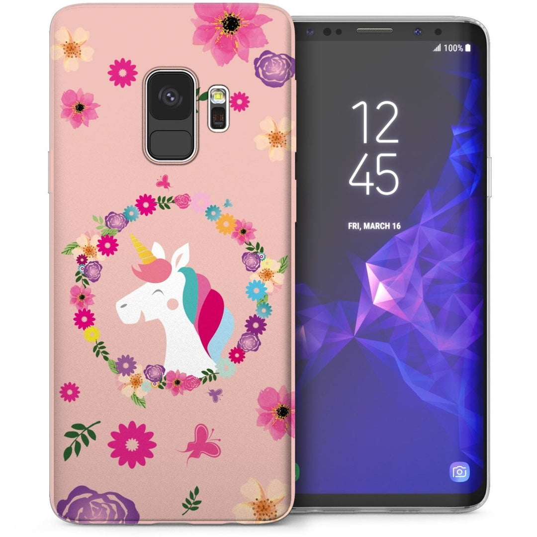 Samsung Galaxy S9 Unicorn & Circle of Flowers TPU Gel Case - Pink - Mobile Madhouse