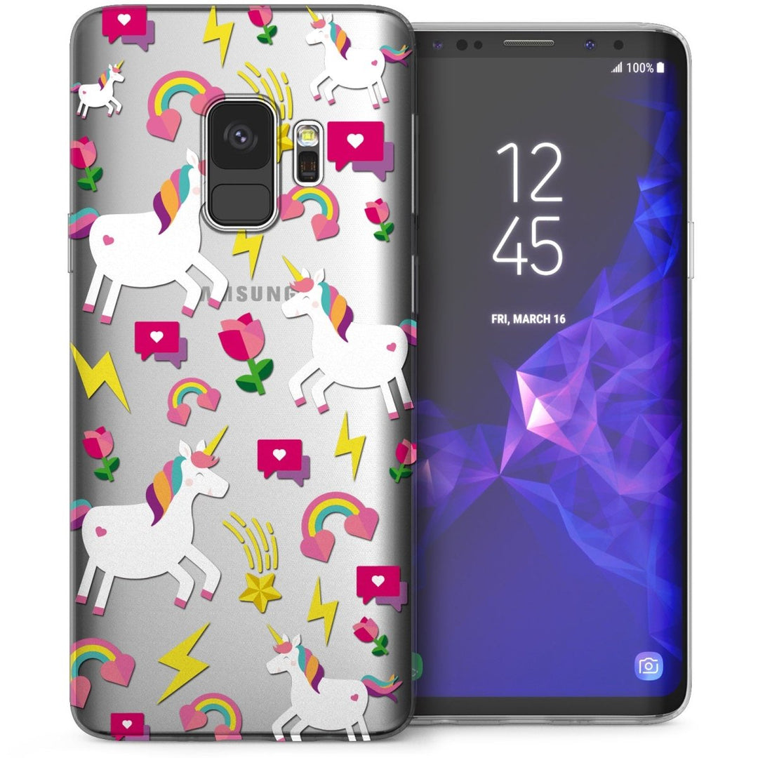 Samsung Galaxy S9 Unicorn Rainbows and Hearts TPU Gel Case - White - Mobile Madhouse