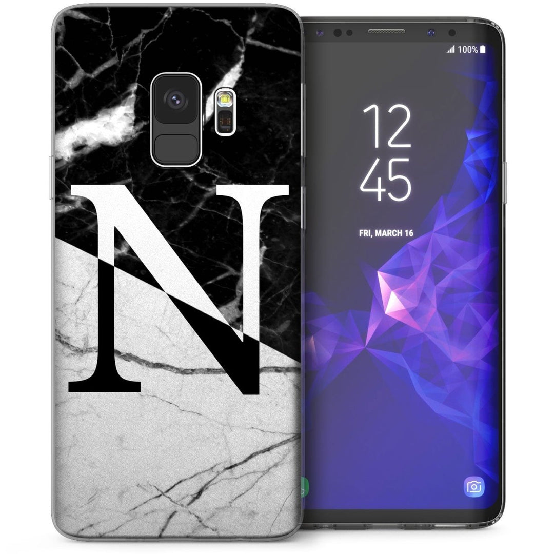 Samsung Galaxy S9 Marble Personalised Initial TPU Gel Case - Black - Mobile Madhouse