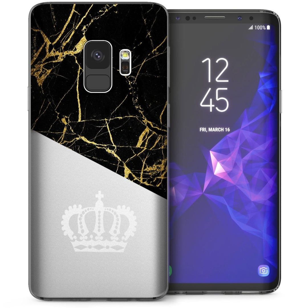Samsung Galaxy S9 Marble Crown TPU Gel Case - Black - Mobile Madhouse