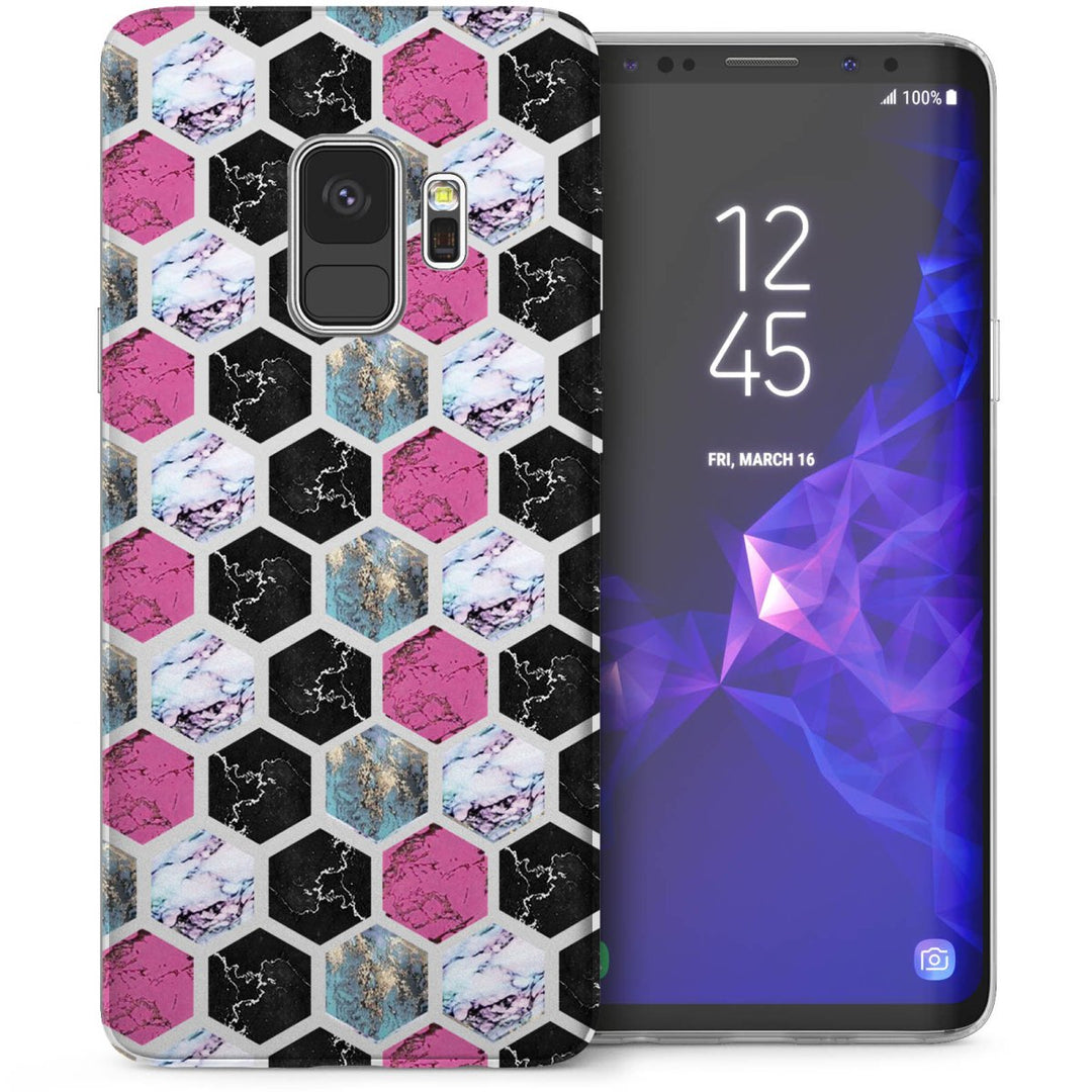 Samsung Galaxy S9 Marble Hexagons TPU Gel Case - Pink - Mobile Madhouse