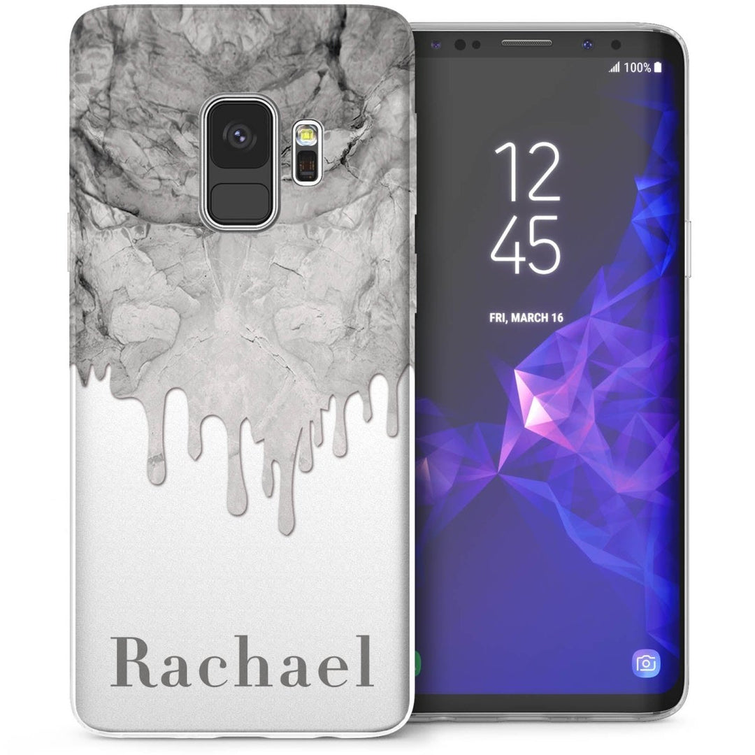 Samsung Galaxy S9 Marble Melt Personalised TPU Gel Case - Grey - Mobile Madhouse