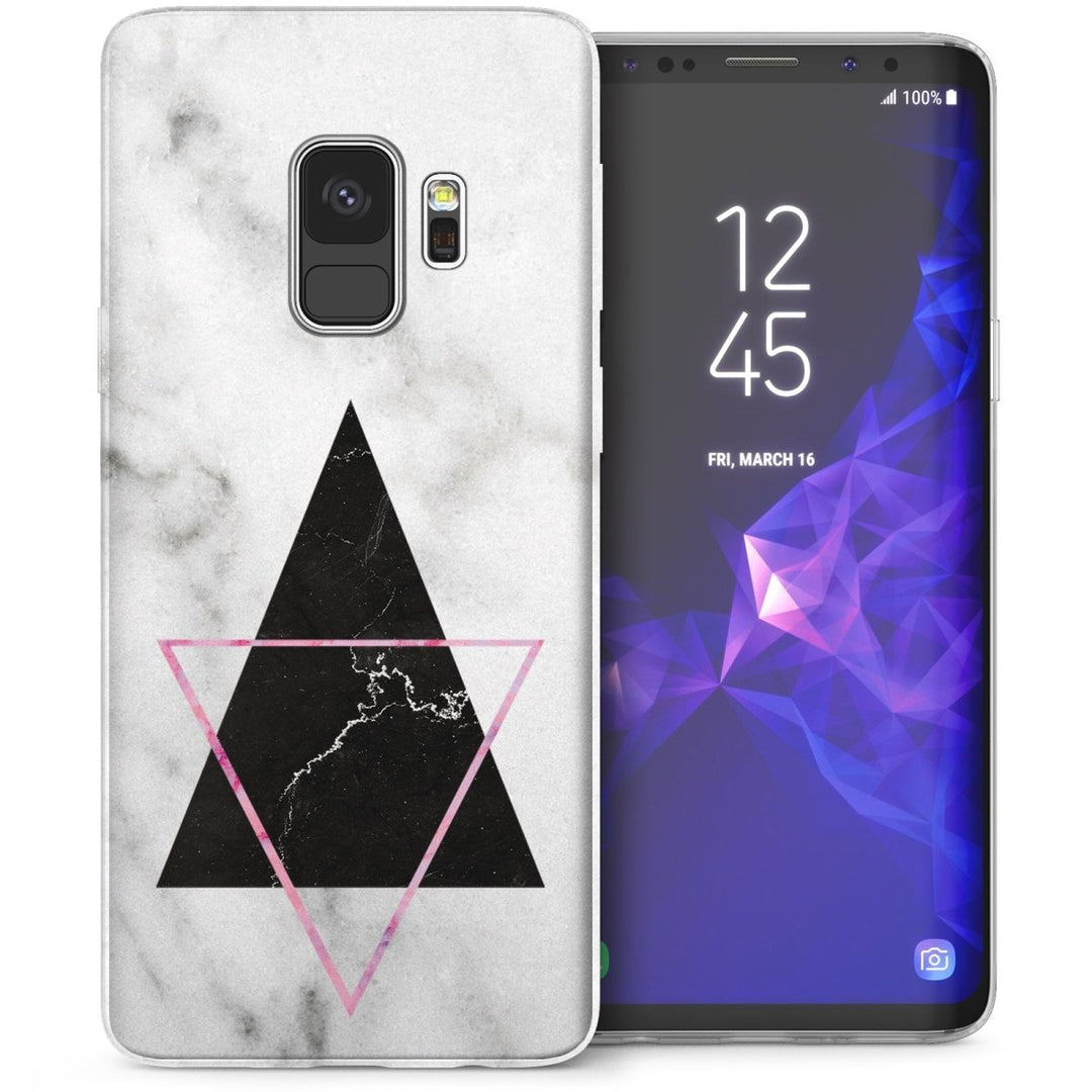 Samsung Galaxy S9 Marble Triangles TPU Gel Case - White - Mobile Madhouse