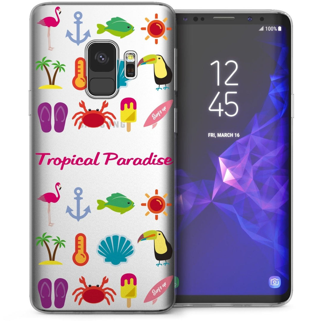 Samsung Galaxy S9 Tropical Paradise TPU Gel Case - White - Mobile Madhouse