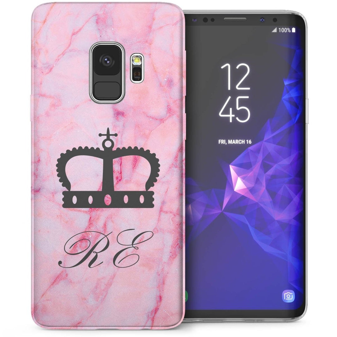 Samsung Galaxy S9 Marble Crown Personalised TPU Gel Case - Pink - Mobile Madhouse