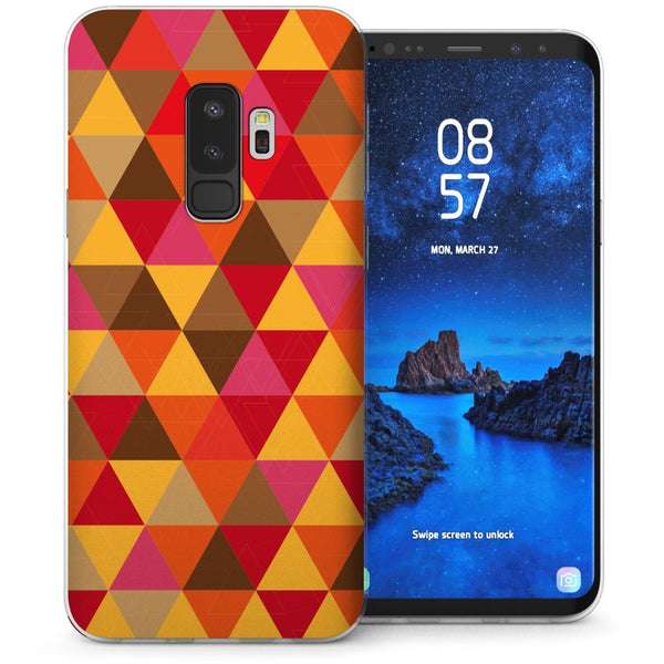 Samsung Galaxy S9 Plus Geometric Triangles TPU Gel Case - Red / Orange - Mobile Madhouse