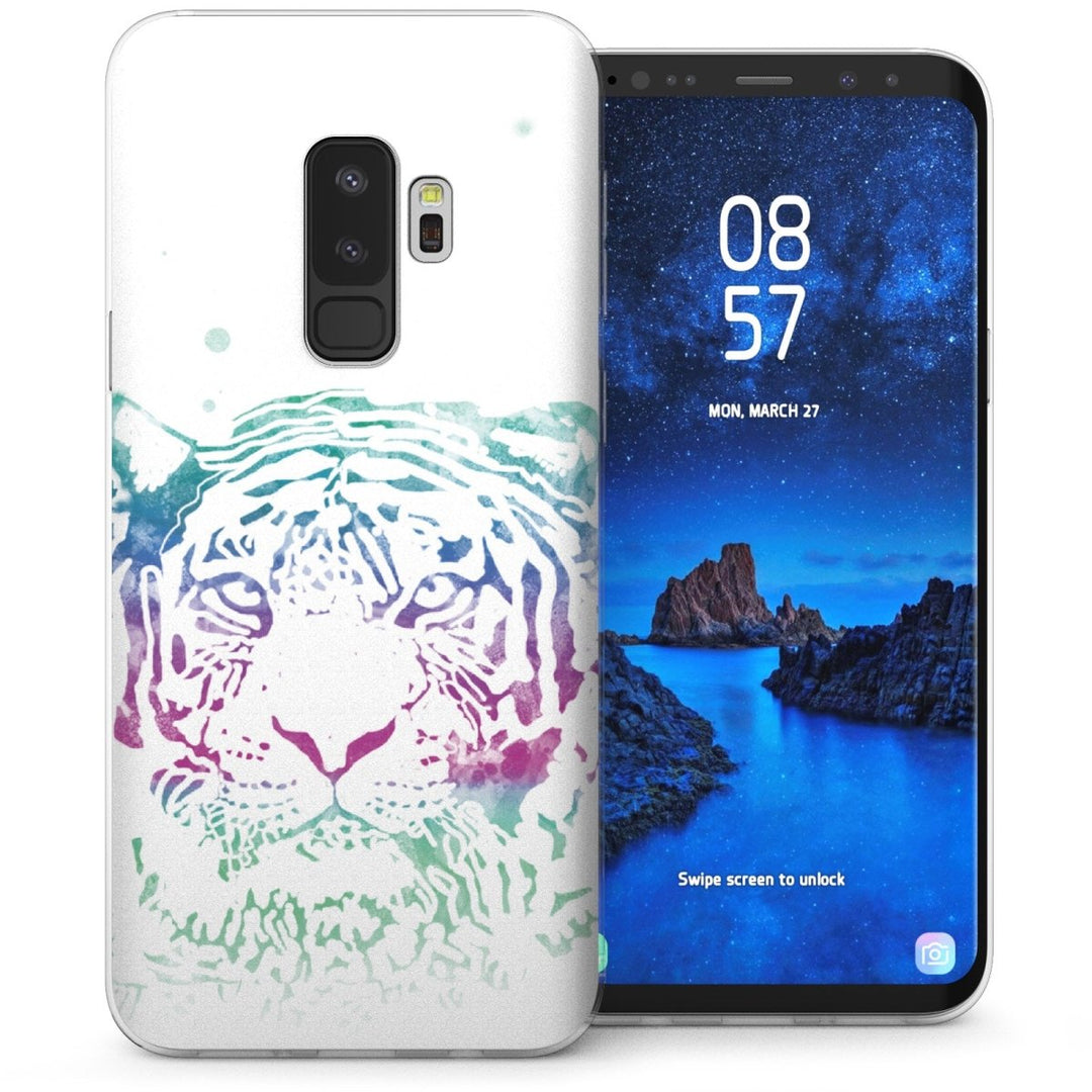 Samsung Galaxy S9 Plus Tiger Art Colour Splash TPU Gel Case - Purple - Mobile Madhouse