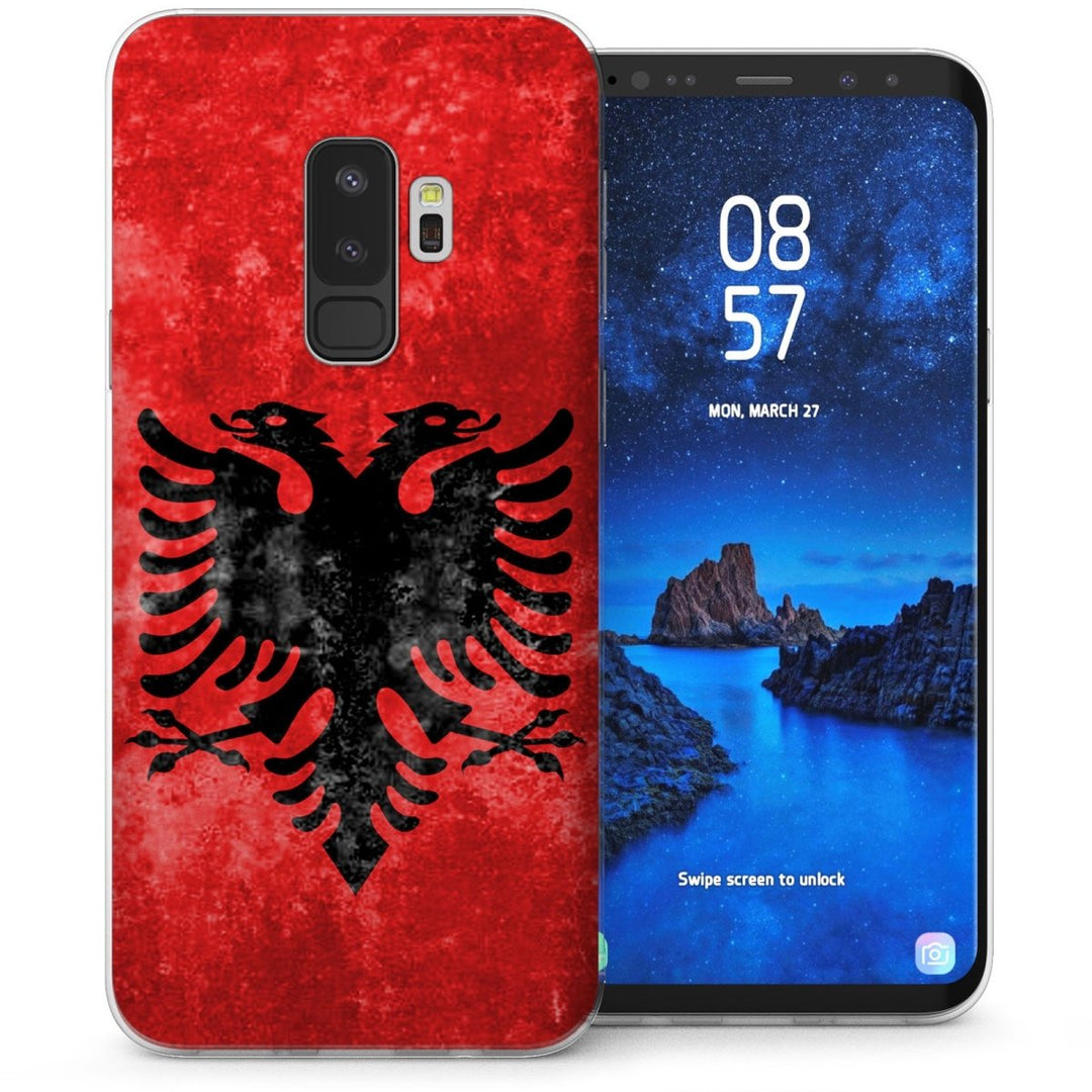Samsung Galaxy S9 Plus Retro Albania Flag TPU Gel Case - Red - Mobile Madhouse