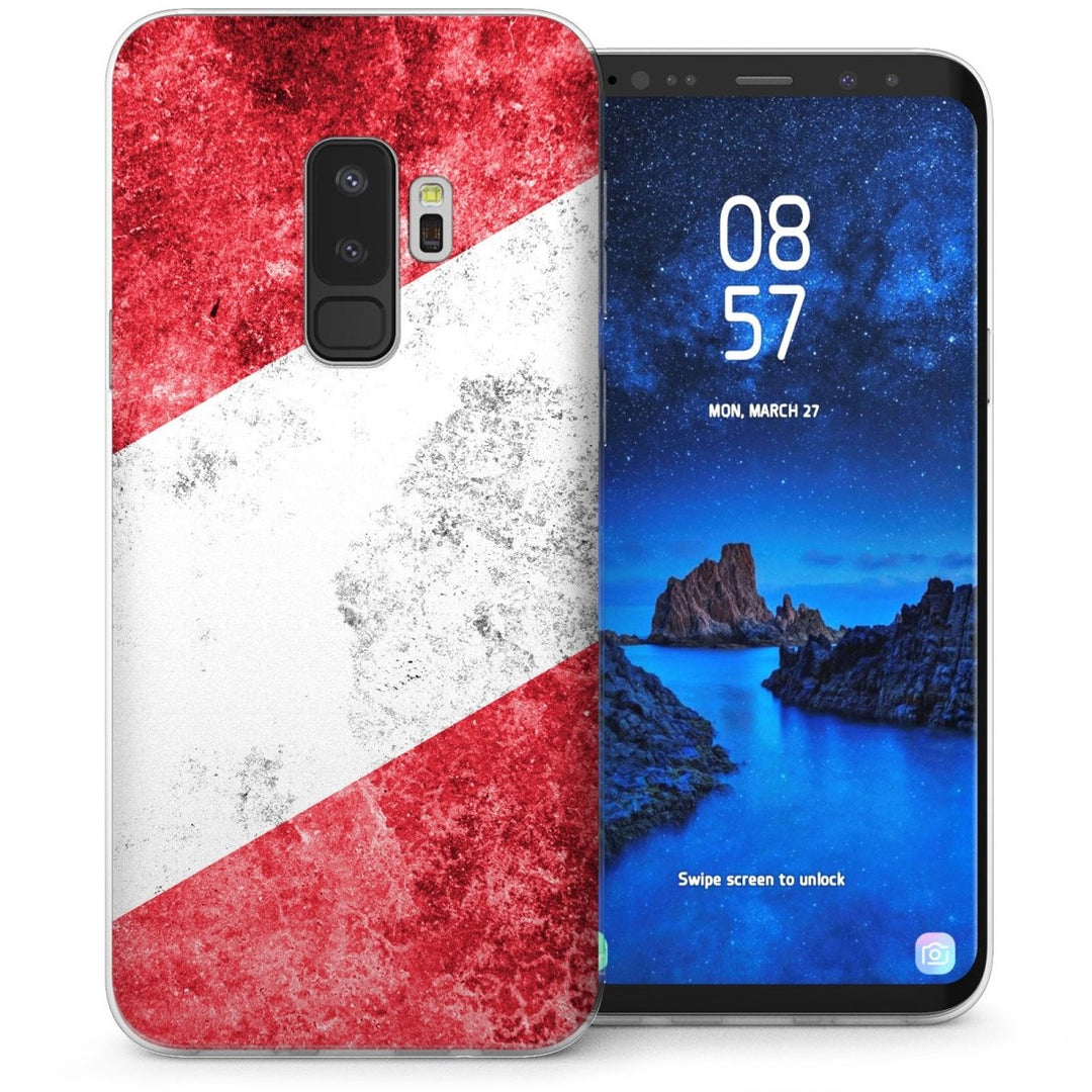 Samsung Galaxy S9 Plus Retro Austria Flag TPU Gel Case - White - Mobile Madhouse