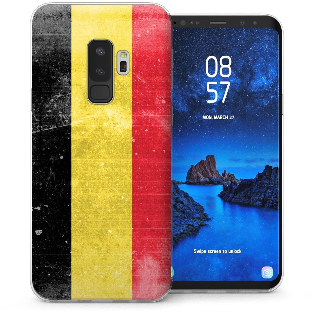 Samsung Galaxy S9 Plus Retro Belgium Flag TPU Gel Case - Yellow - Mobile Madhouse