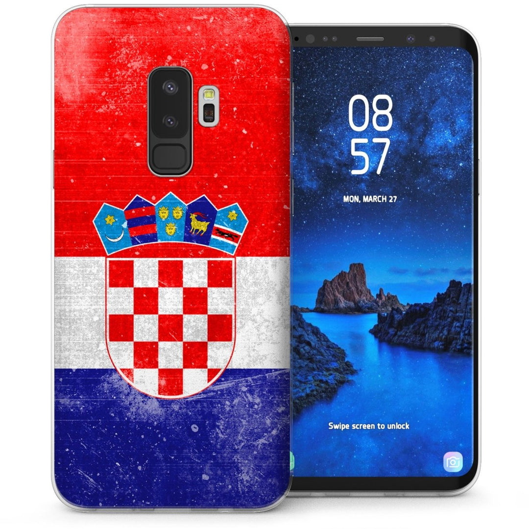 Samsung Galaxy S9 Plus Retro Croatia Flag TPU Gel Case - Red - Mobile Madhouse