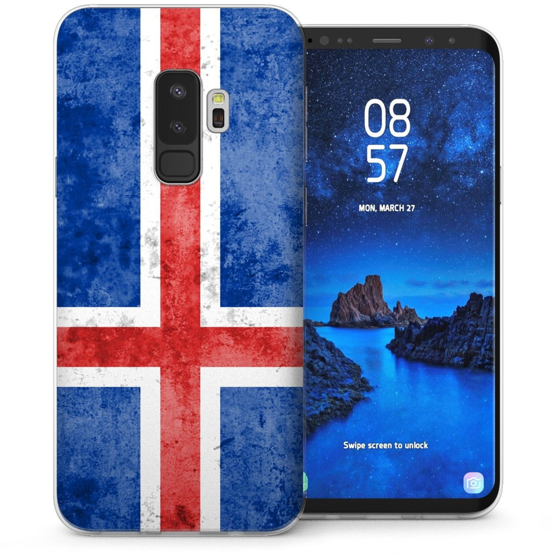 Samsung Galaxy S9 Plus Retro Iceland Flag TPU Gel Case - Blue - Mobile Madhouse