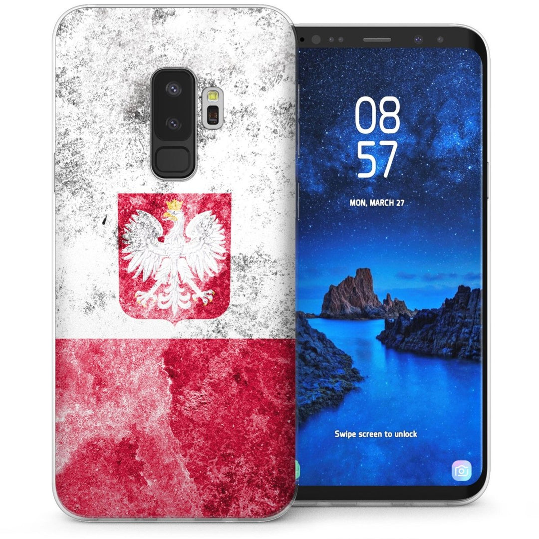 Samsung Galaxy S9 Plus Retro Poland Flag TPU Gel Case - White - Mobile Madhouse