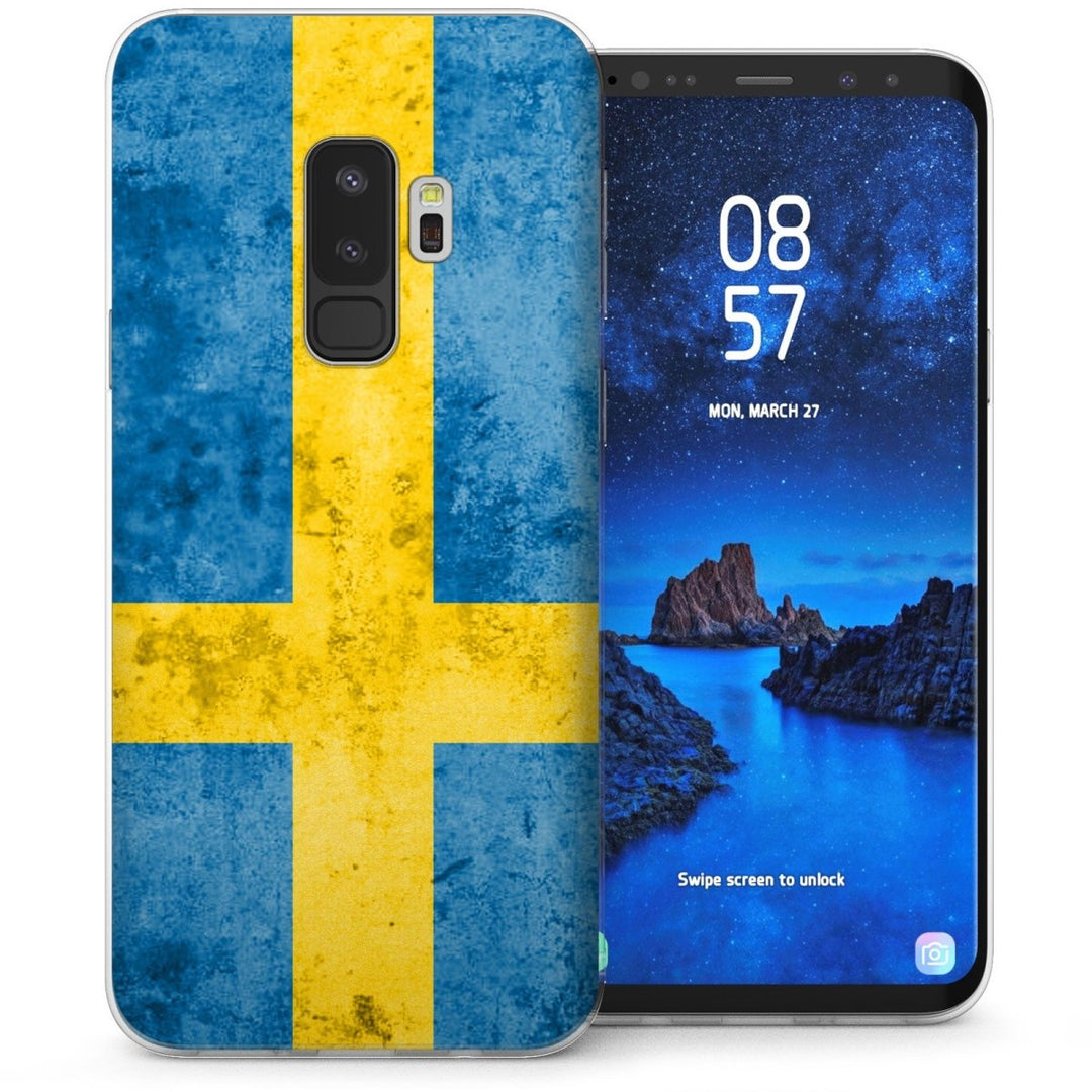 Samsung Galaxy S9 Plus Retro Sweden Flag TPU Gel Case - Blue - Mobile Madhouse