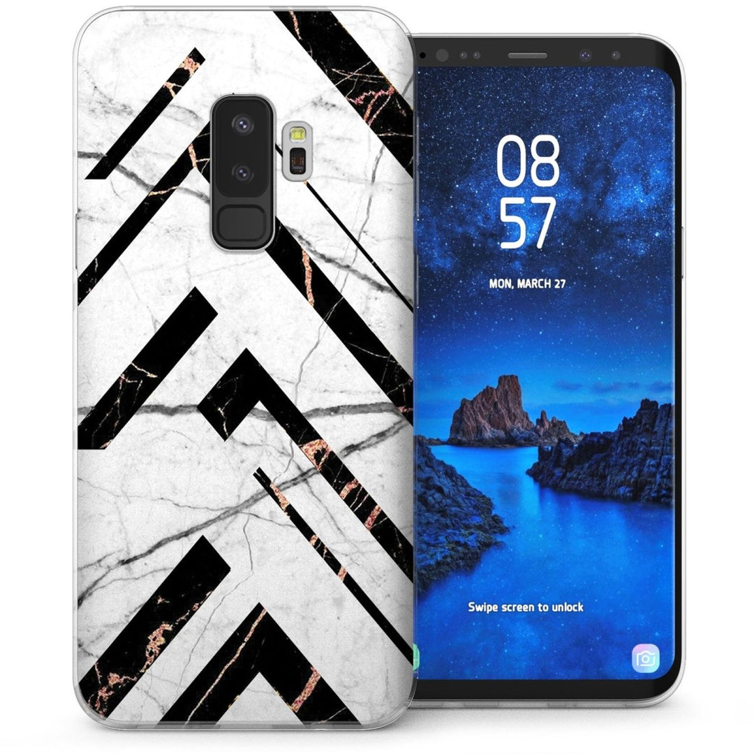 Samsung Galaxy S9 Plus Marble Geometric Abstract Stripe TPU Gel Case - White - Mobile Madhouse
