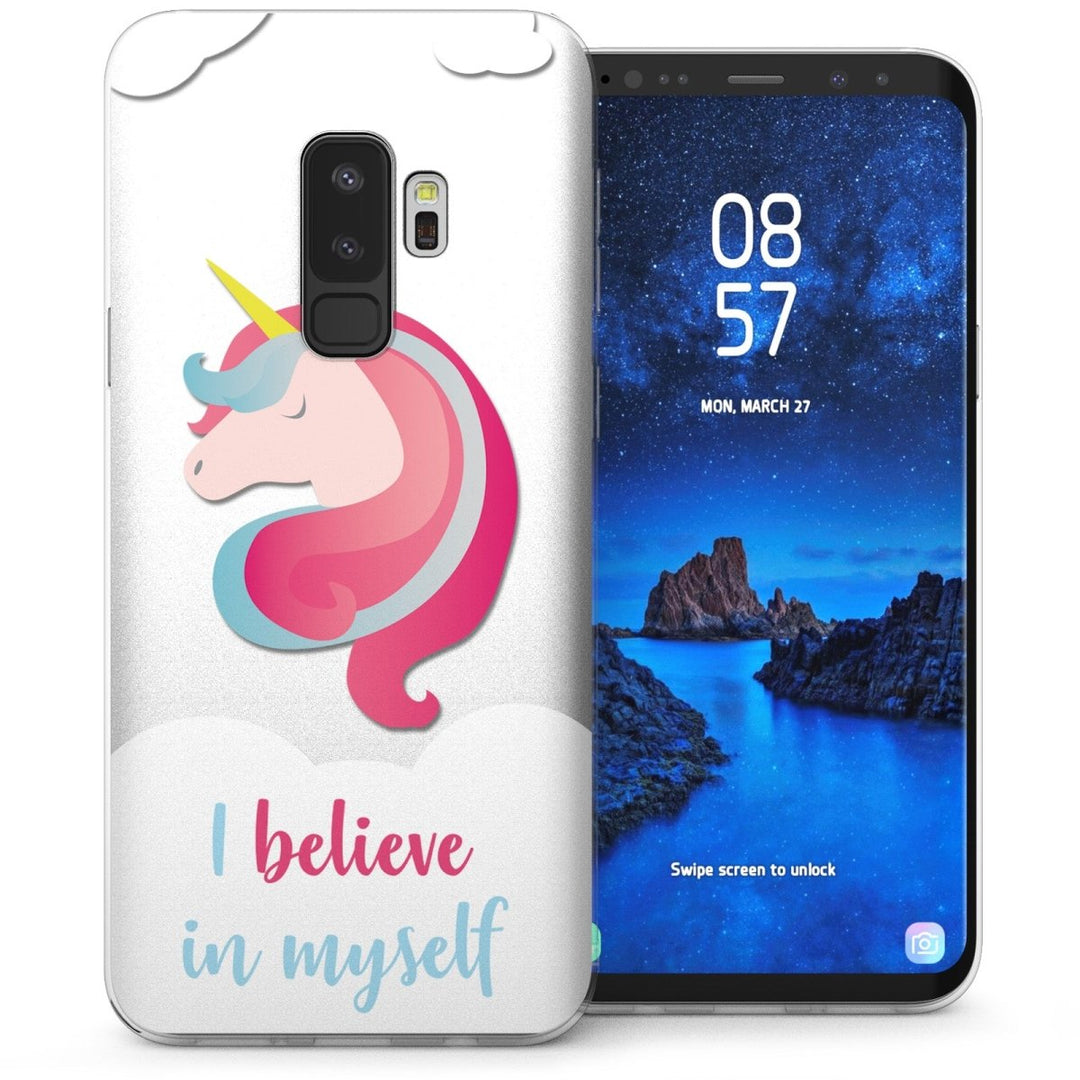Samsung Galaxy S9 Plus Unicorn I Believe in Myself TPU Gel Case - White - Mobile Madhouse