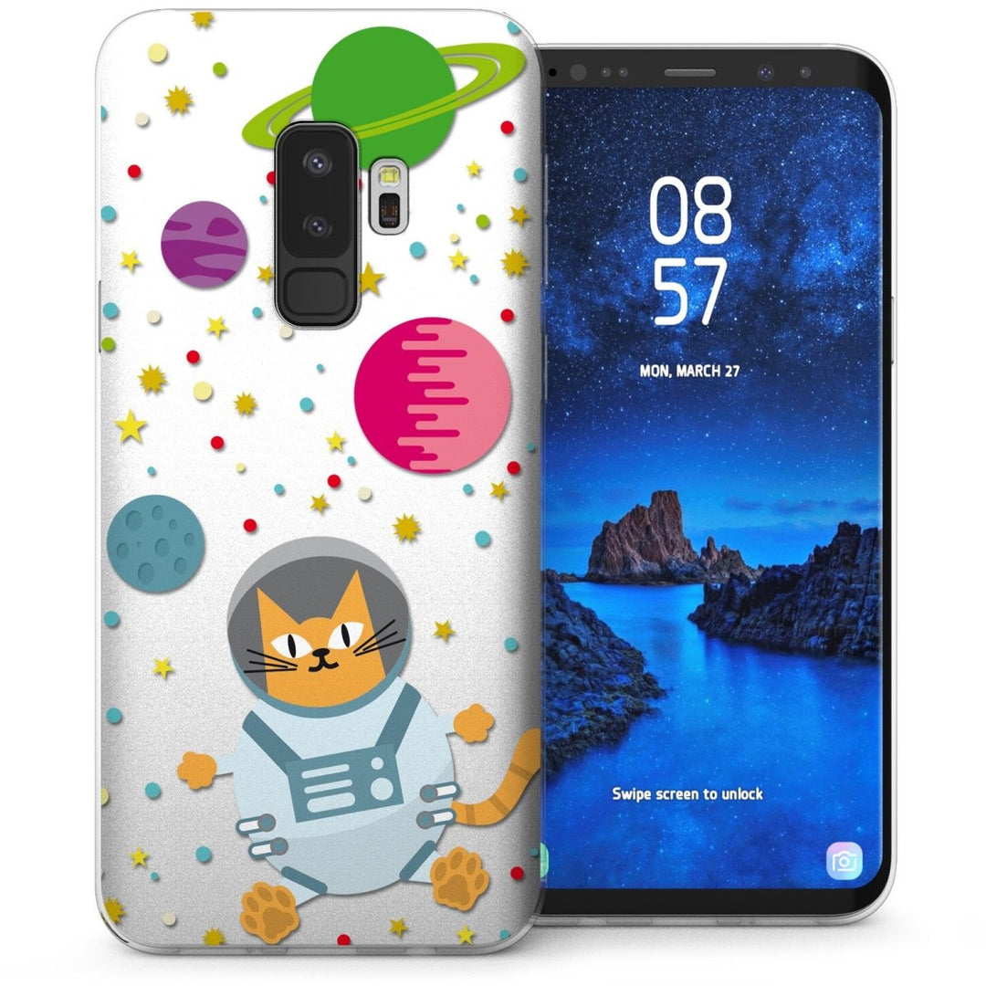 Samsung Galaxy S9 Plus Astronaut Cat in Space TPU Gel Case - White - Mobile Madhouse