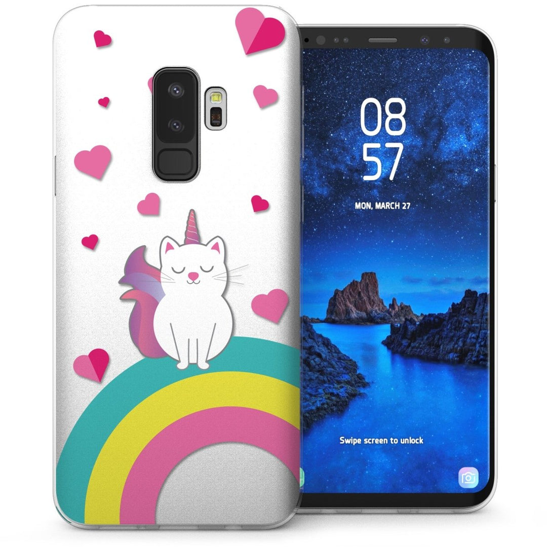 Samsung Galaxy S9 Plus Rainbow Cat TPU Gel Case - White - Mobile Madhouse