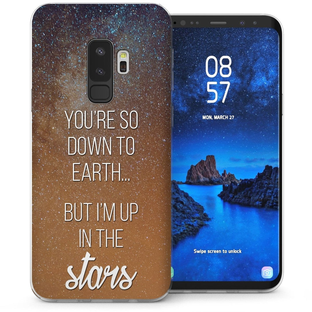 Samsung Galaxy S9 Plus Down To Earth Stars Quote TPU Gel Case - Brown - Mobile Madhouse