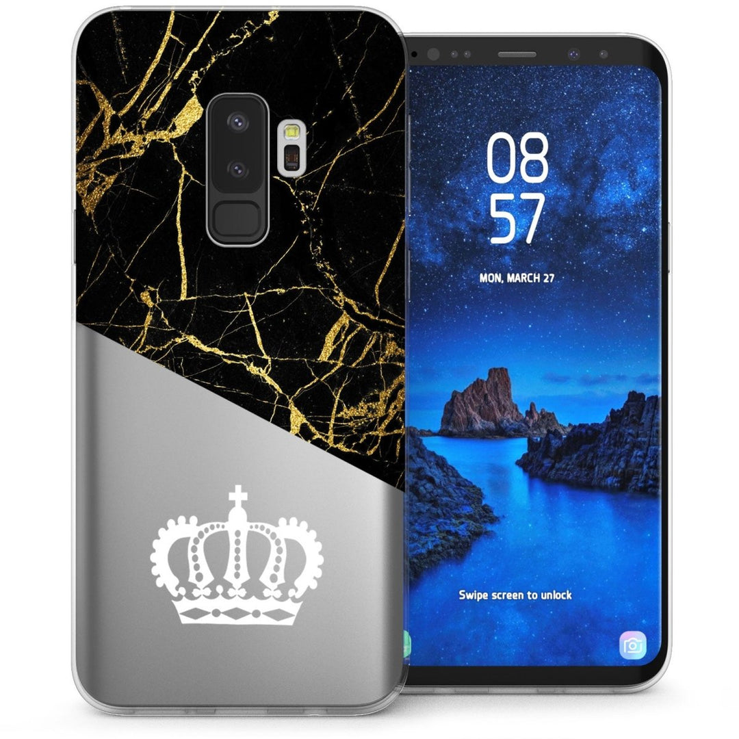 Samsung Galaxy S9 Plus Marble Crown TPU Gel Case - Black - Mobile Madhouse
