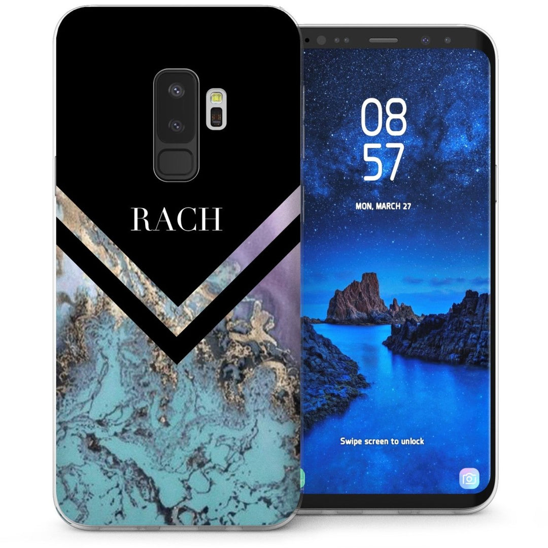 Samsung Galaxy S9 Plus Marble Arrow Personalised TPU Gel Case - Black - Mobile Madhouse