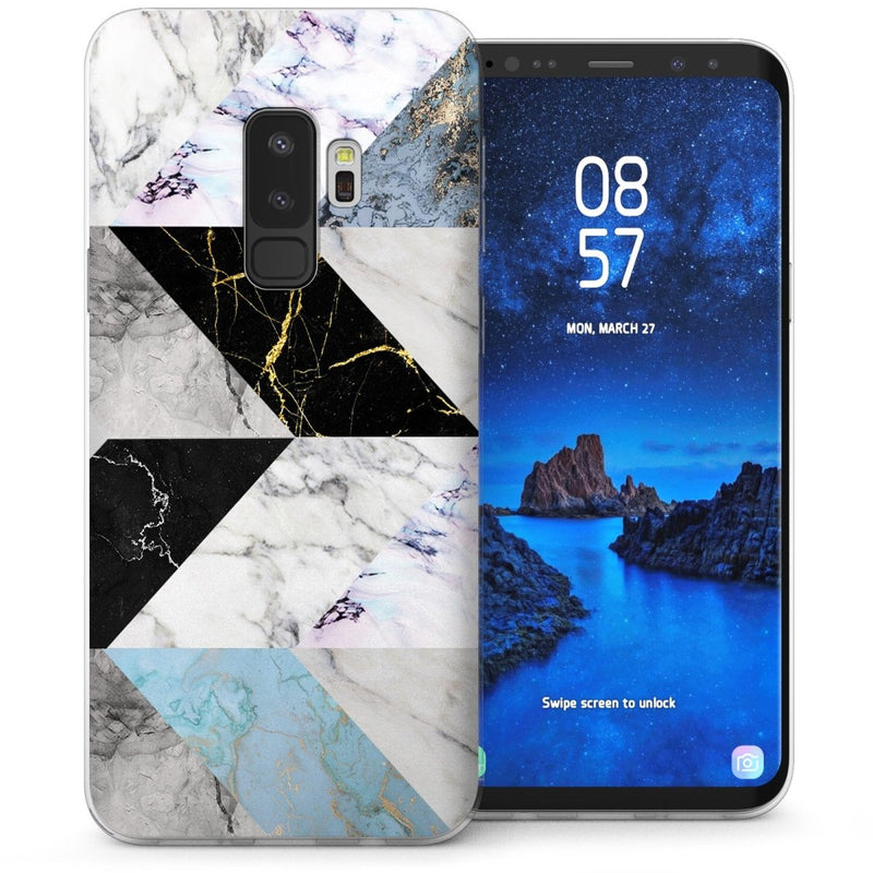 Samsung Galaxy S9 Plus Marble Herringbone TPU Gel Case - White - Mobile Madhouse