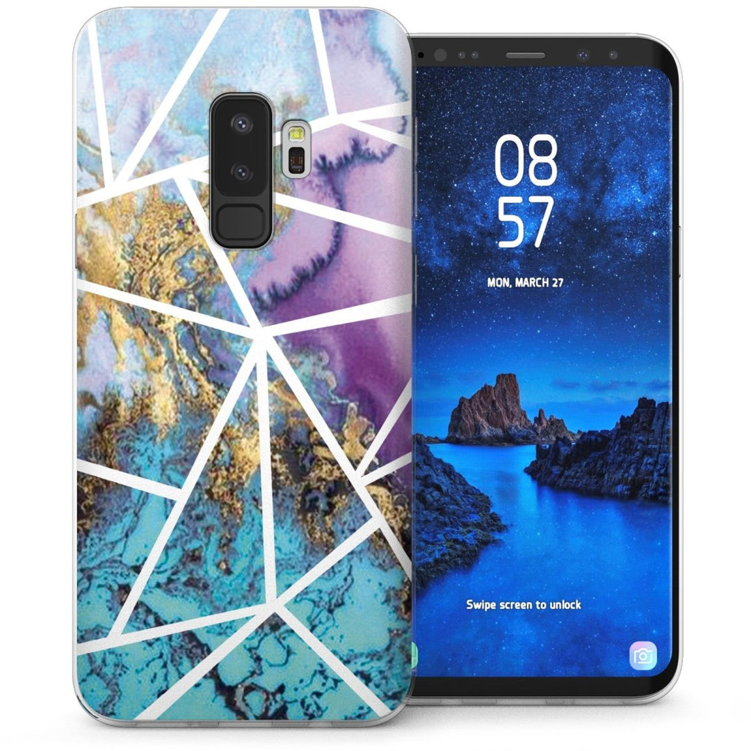 Samsung Galaxy S9 Plus Marble Mosaic TPU Gel Case - Blue - Mobile Madhouse