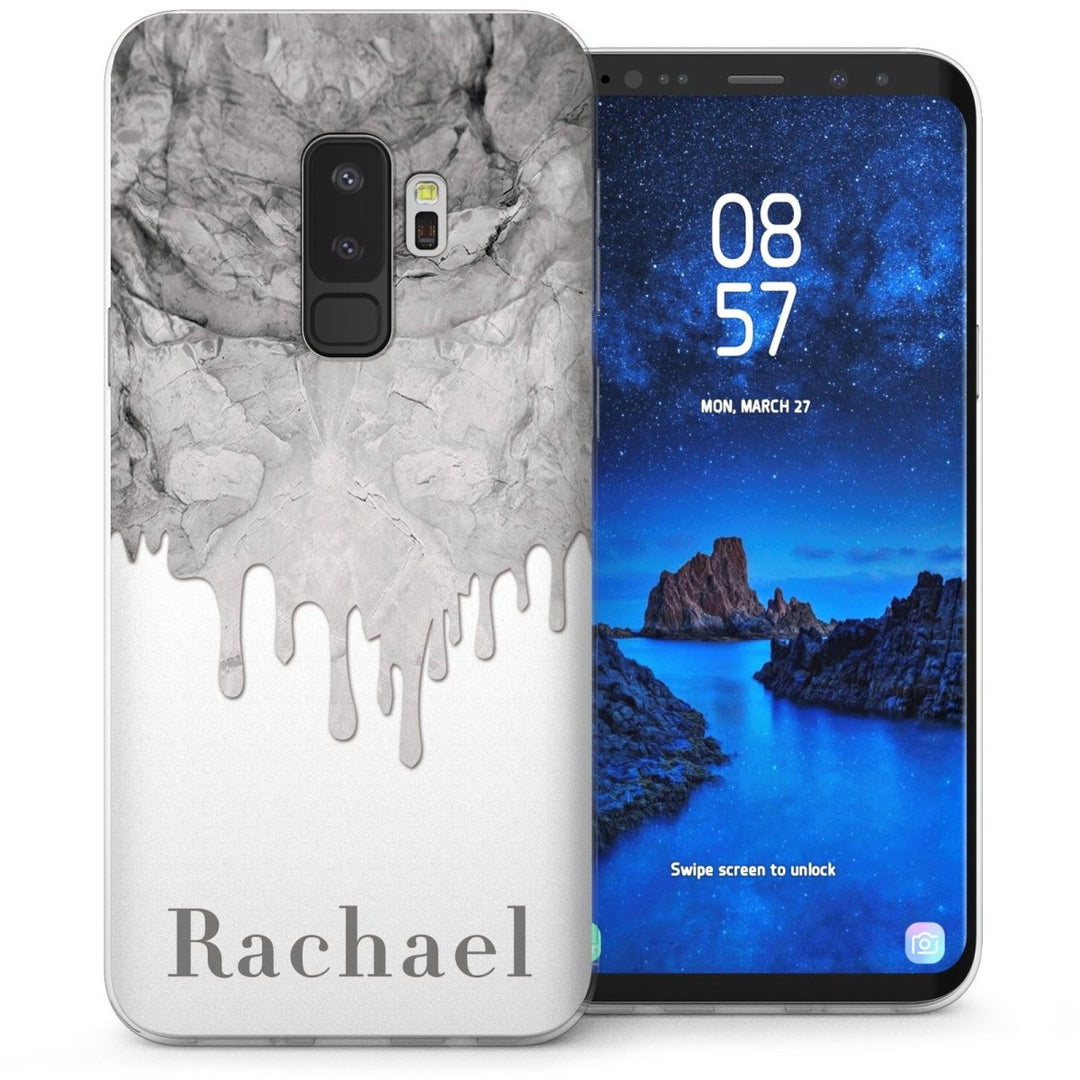 Samsung Galaxy S9 Plus Marble Melt Personalised TPU Gel Case - Grey - Mobile Madhouse