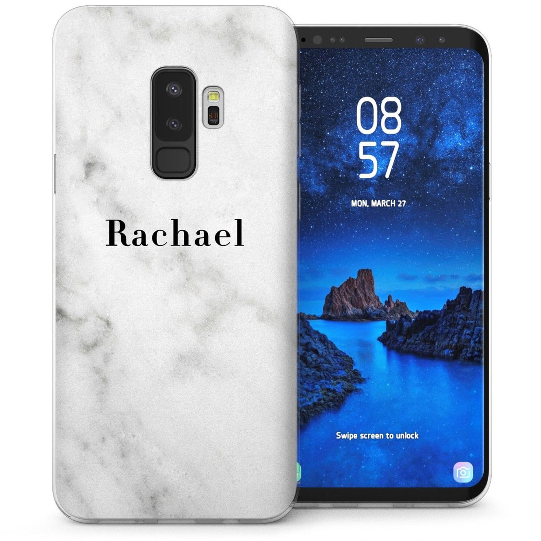Samsung Galaxy S9 Plus Marble Melt Personalised TPU Gel Case - White - Mobile Madhouse
