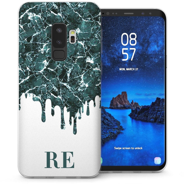 Samsung Galaxy S9 Plus Marble Melt Personalised TPU Gel Case - Green - Mobile Madhouse