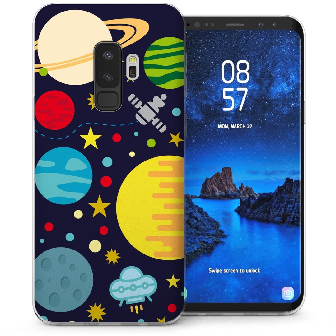 Samsung Galaxy S9 Plus Cartoon Planets TPU Gel Case - Blue - Mobile Madhouse