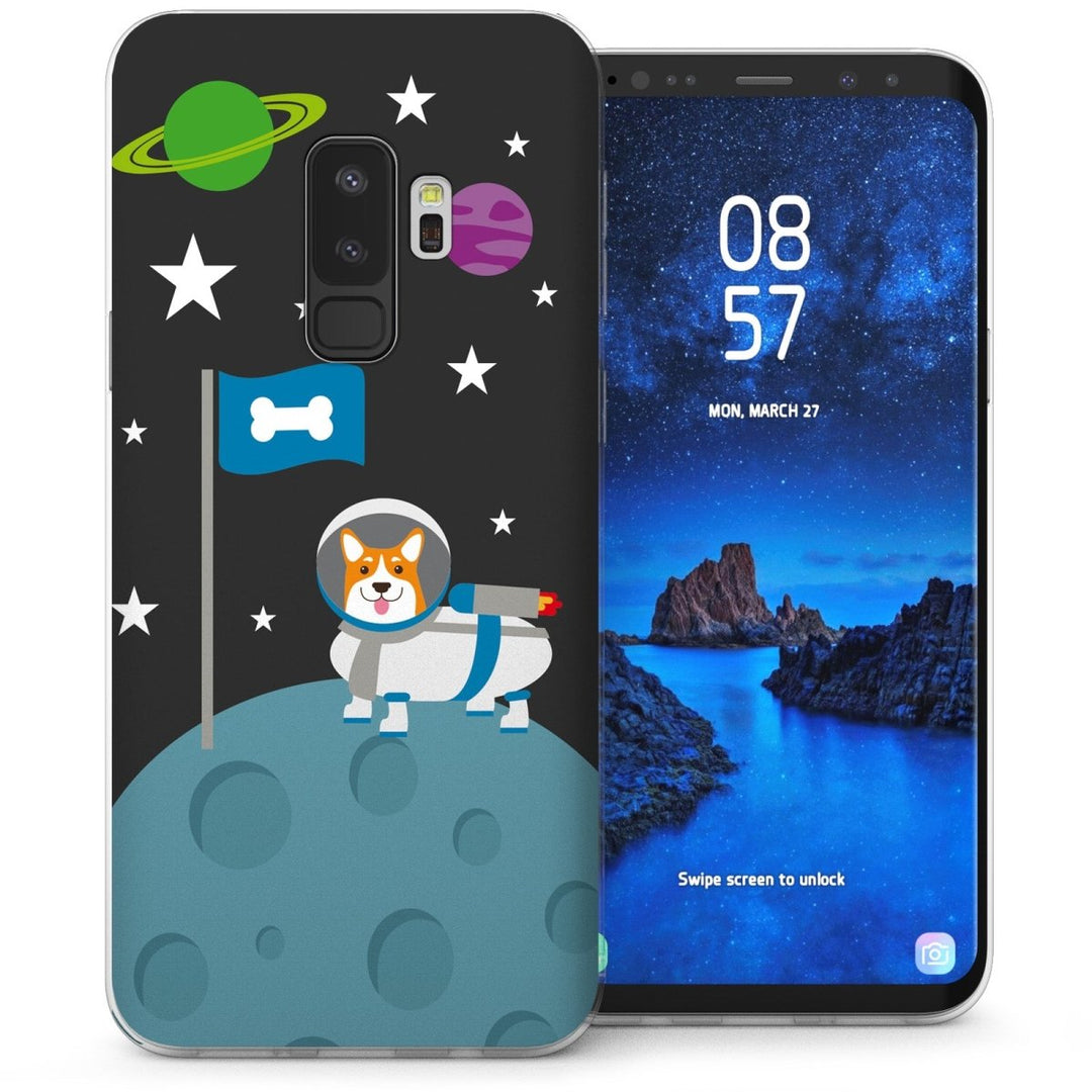 Samsung Galaxy S9 Plus Corgi On The Moon TPU Gel Case - Black - Mobile Madhouse