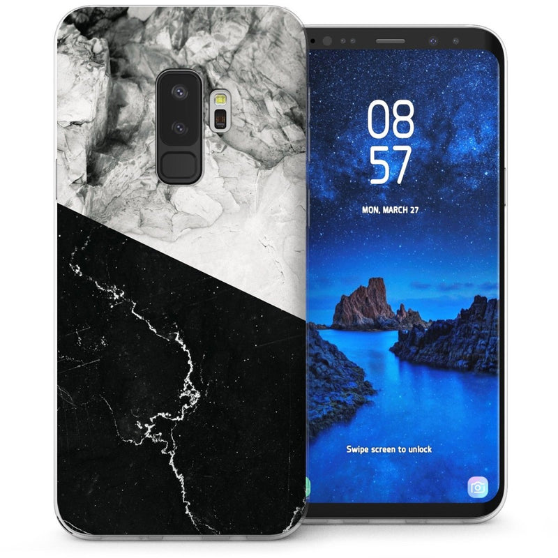 Samsung Galaxy S9 Plus Two Tone Marble TPU Gel Case - Black - Mobile Madhouse