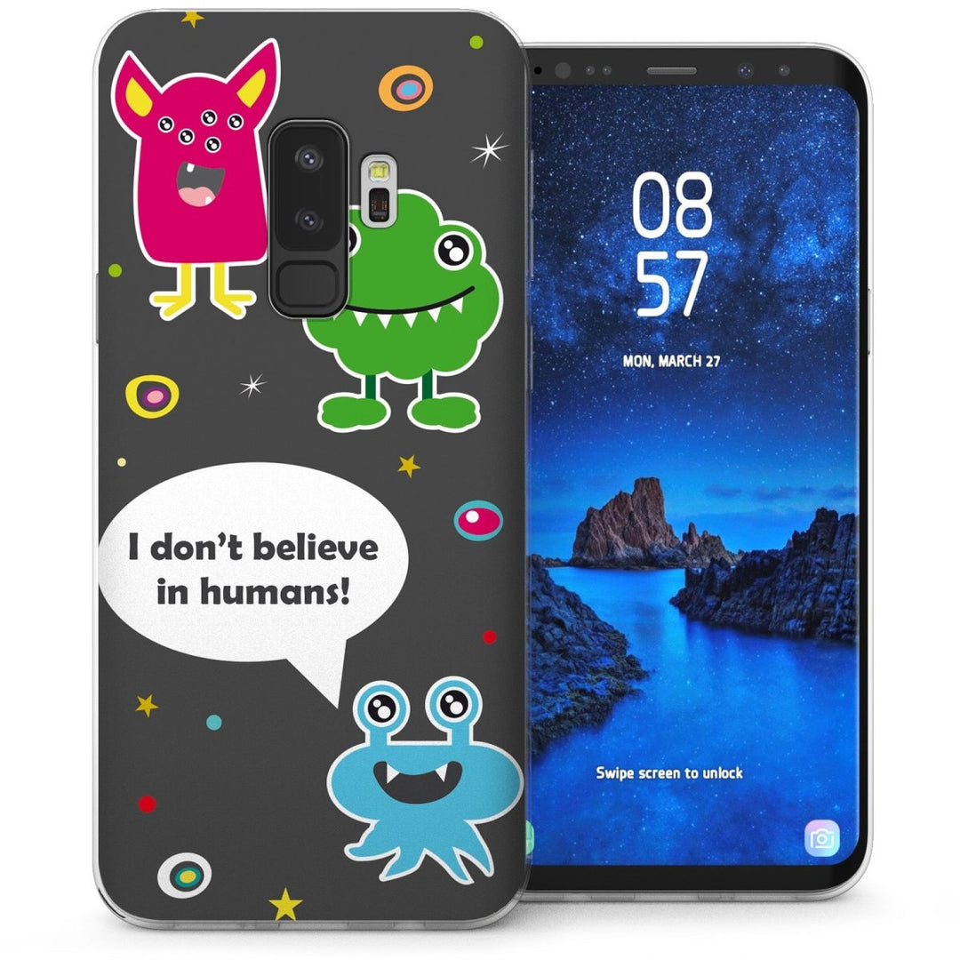 Samsung Galaxy S9 Plus Humans Aliens TPU Gel Case - Black - Mobile Madhouse