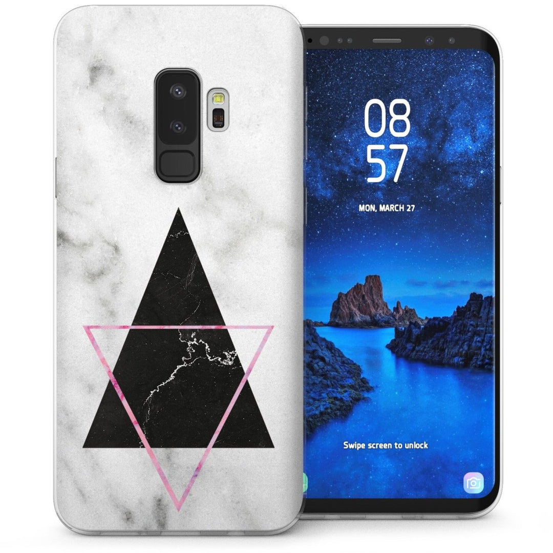 Samsung Galaxy S9 Plus Marble Triangles TPU Gel Case - White - Mobile Madhouse