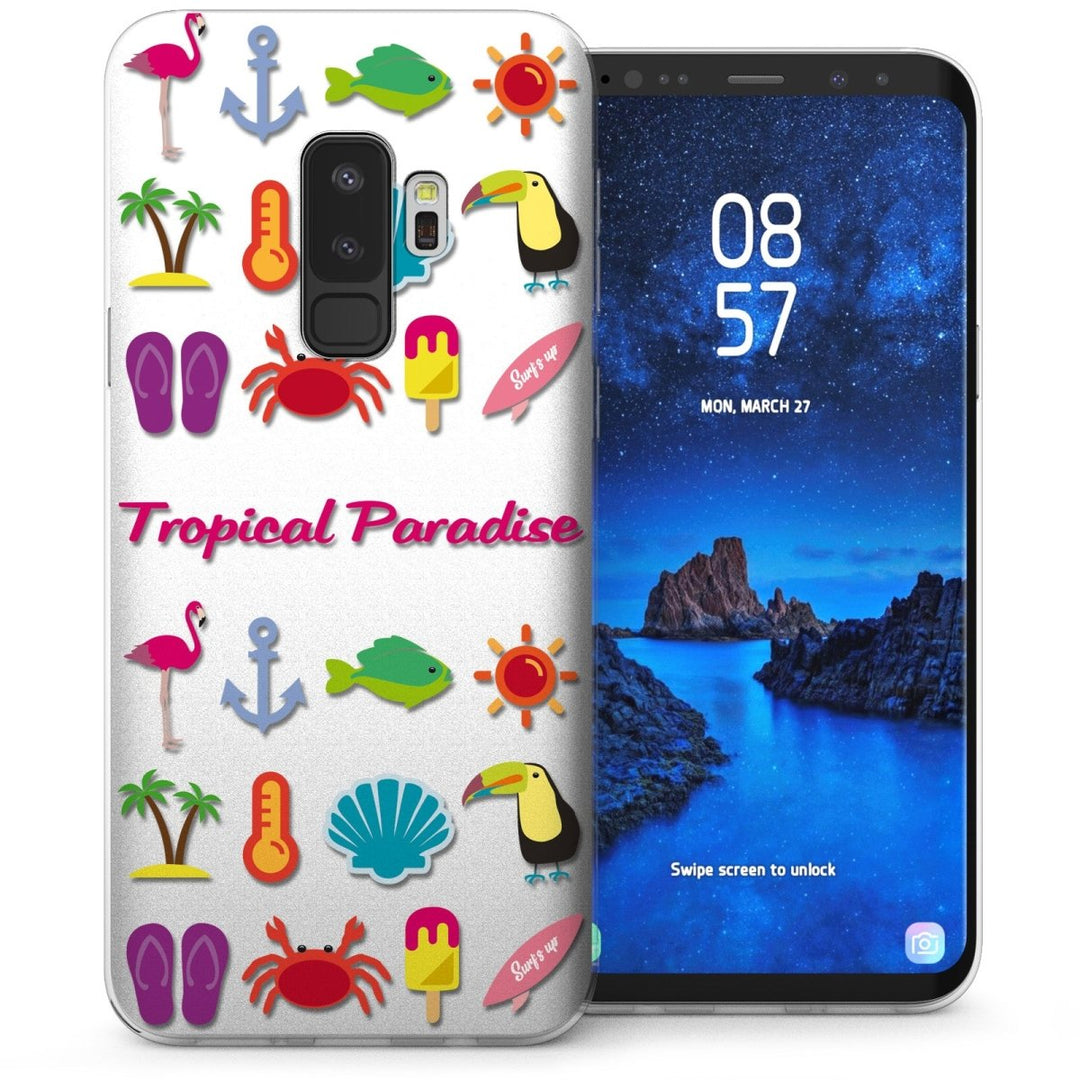 Samsung Galaxy S9 Plus Tropical Paradise TPU Gel Case - White - Mobile Madhouse