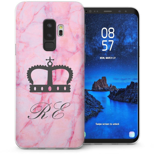 Samsung Galaxy S9 Plus Marble Crown Personalised TPU Gel Case - Pink - Mobile Madhouse