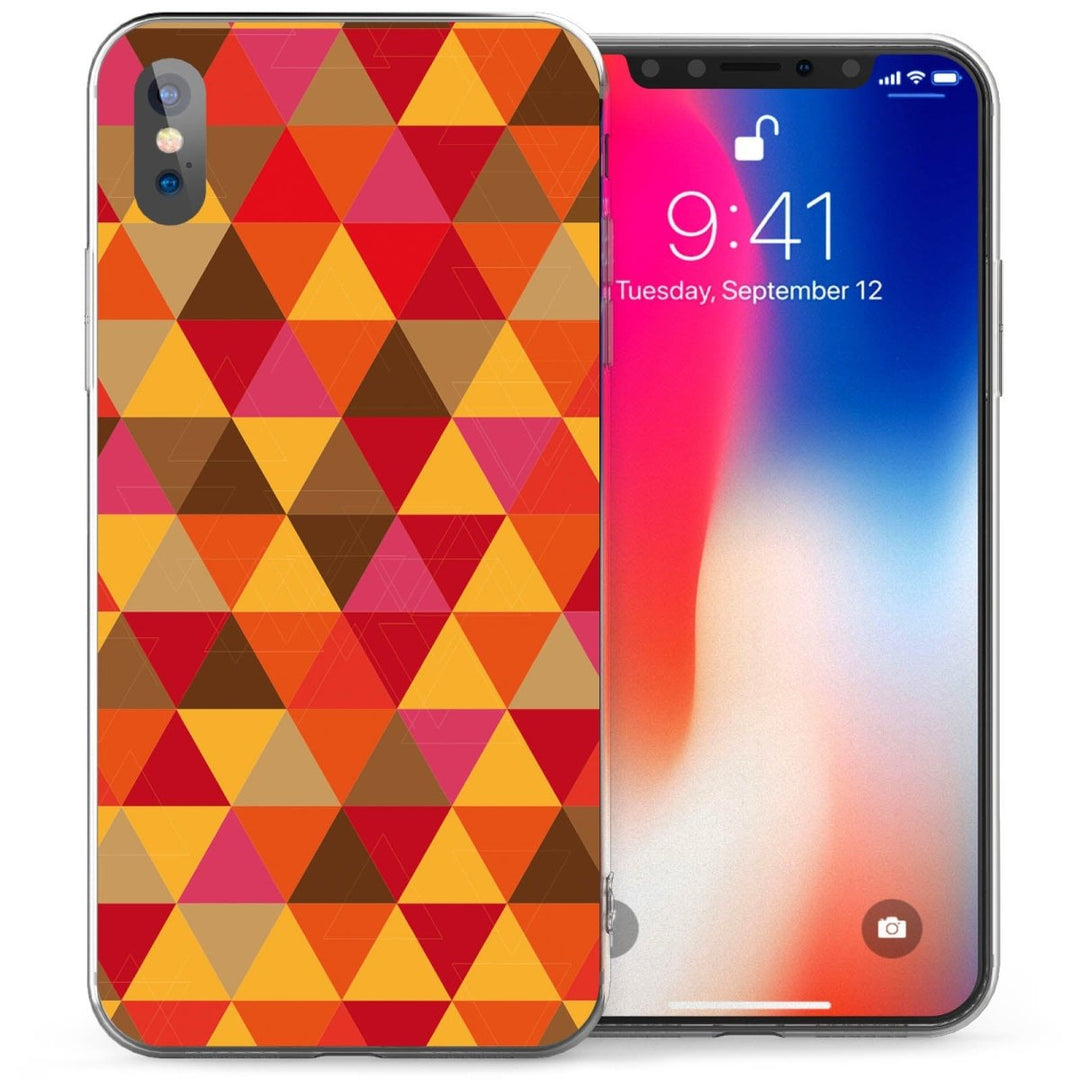 iPhone X Geometric Triangles TPU Gel Case - Red / Orange - Mobile Madhouse