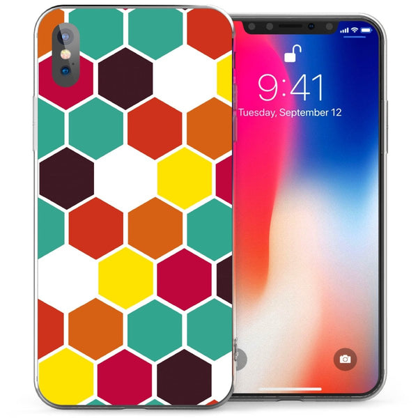 iPhone X Retro Multi Geo Hexagon TPU Gel Case - Mobile Madhouse