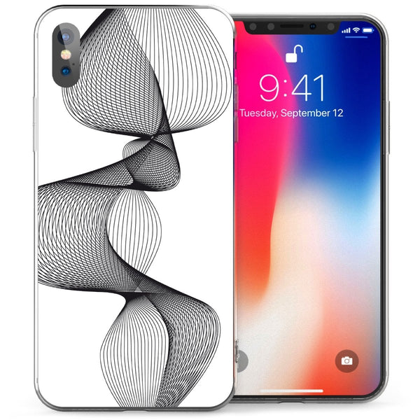 iPhone X Black & White Sound Swirl TPU Gel Case - White - Mobile Madhouse