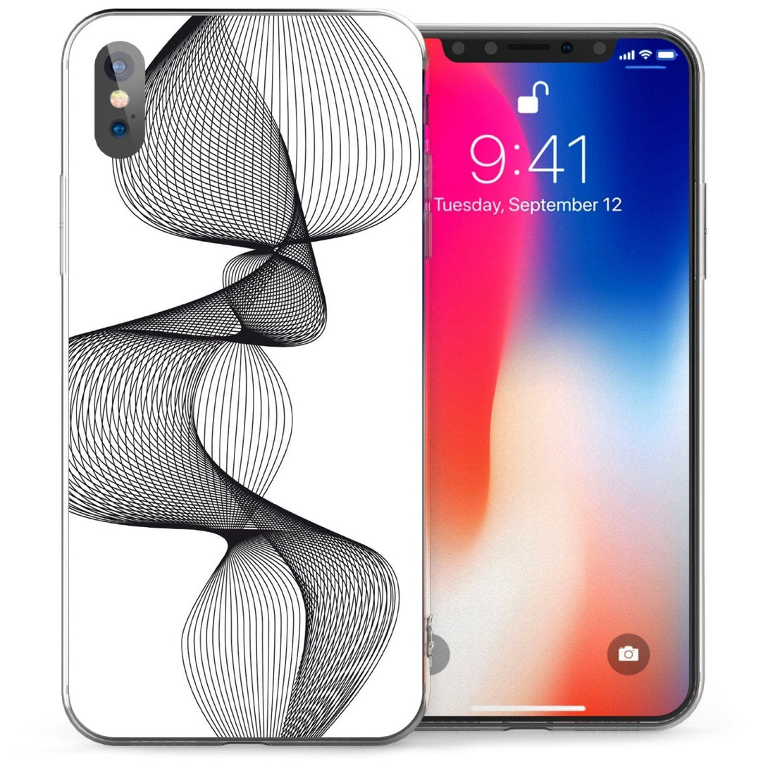 iPhone X Black & White Sound Swirl TPU Gel Case - White - Mobile Madhouse