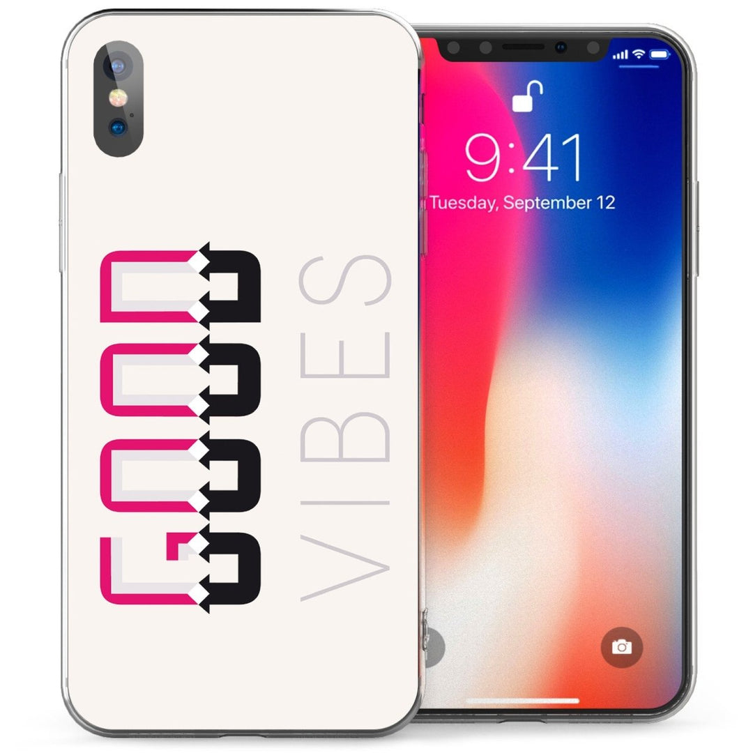 iPhone X Good Vibes TPU Gel Case - Pink - Mobile Madhouse