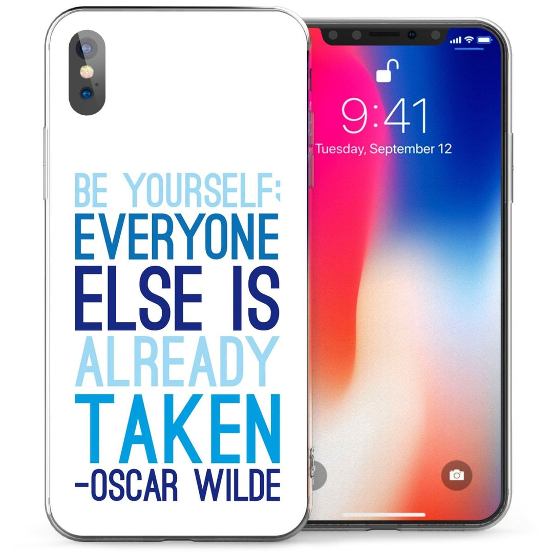 iPhone X Oscar Wilde Motivational Quote TPU Gel Case - Blue - Mobile Madhouse