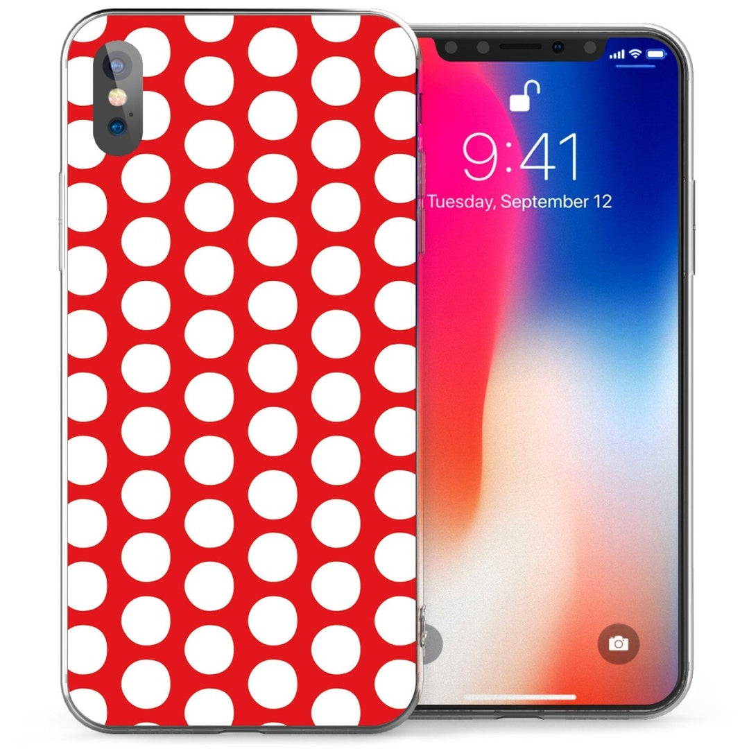 iPhone X Retro Red Polka Dot TPU Gel Case - Red - Mobile Madhouse
