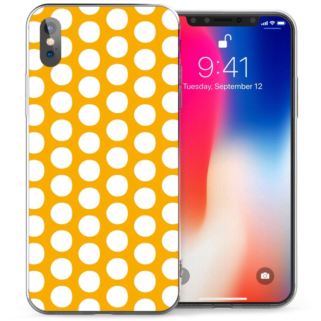 iPhone X Retro Orange Polka Dot TPU Gel Case - Orange - Mobile Madhouse