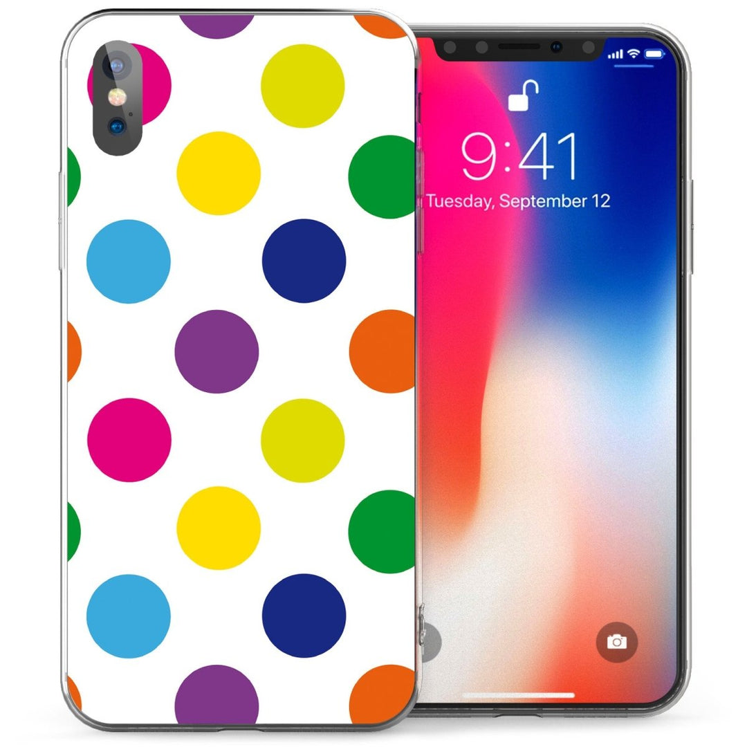 iPhone X Multicolour Polka Dot TPU Gel Case - Mobile Madhouse