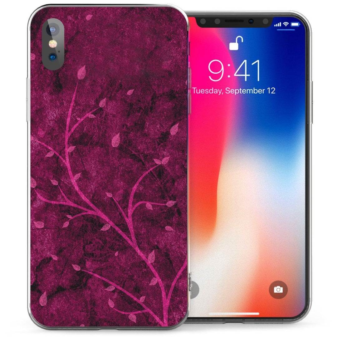 iPhone X Pink Tree Autumn Leaf TPU Gel Case - Pink - Mobile Madhouse