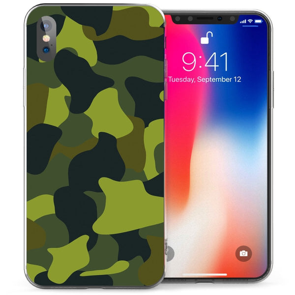 iPhone X Green Camouflage TPU Gel Case - Green - Mobile Madhouse